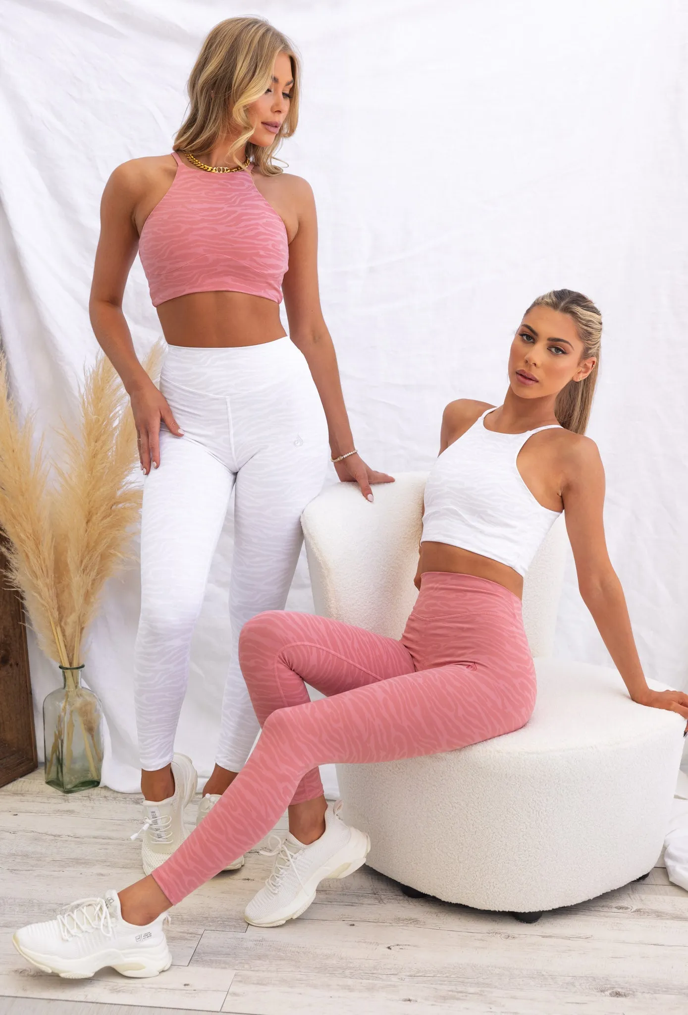 High Waist Leggings - Pink Zebra