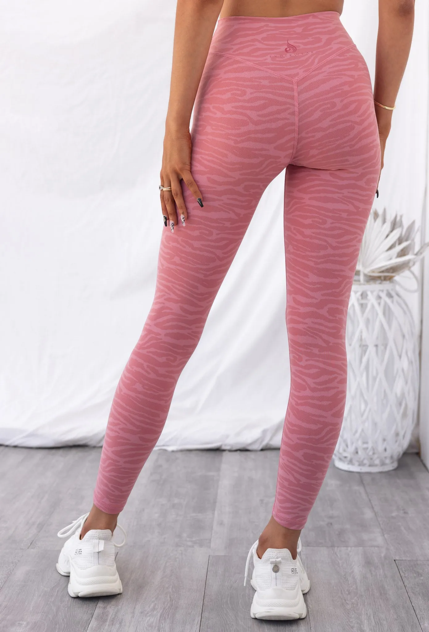 High Waist Leggings - Pink Zebra