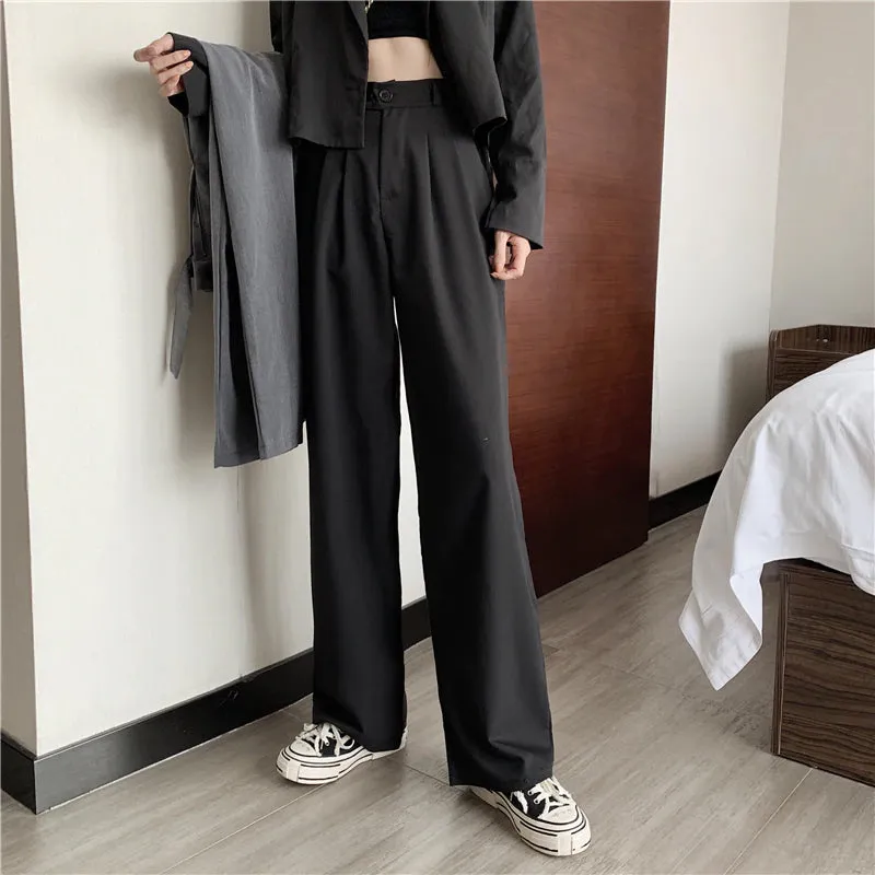 High Waist Loose Straight Office Suits Pants