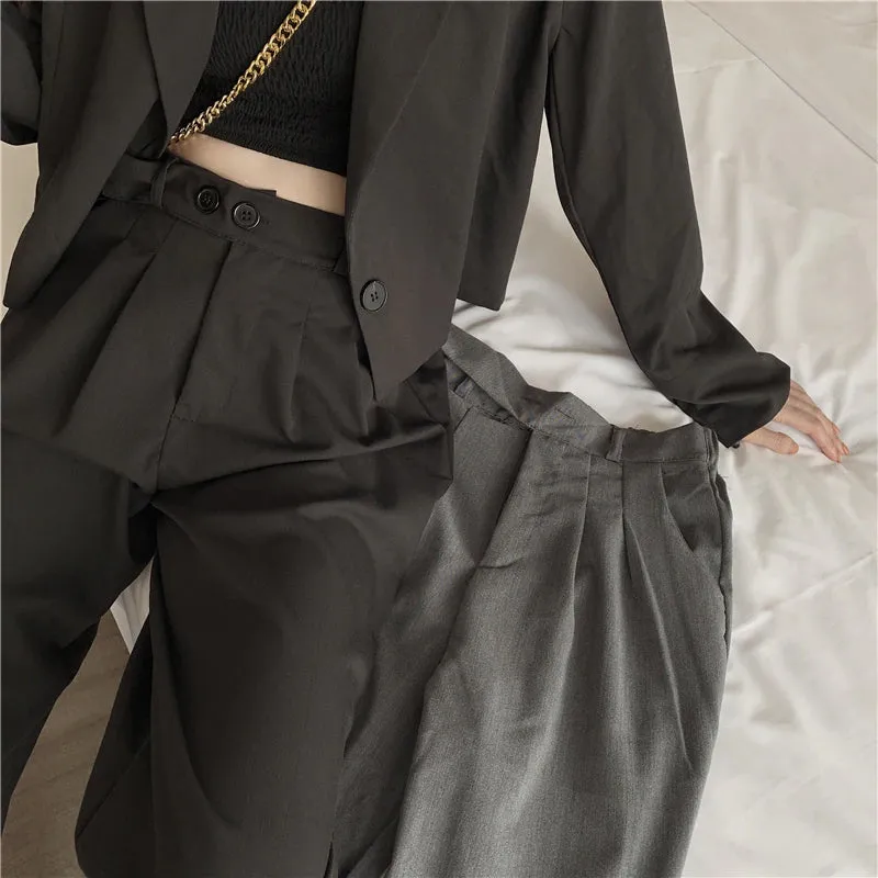 High Waist Loose Straight Office Suits Pants