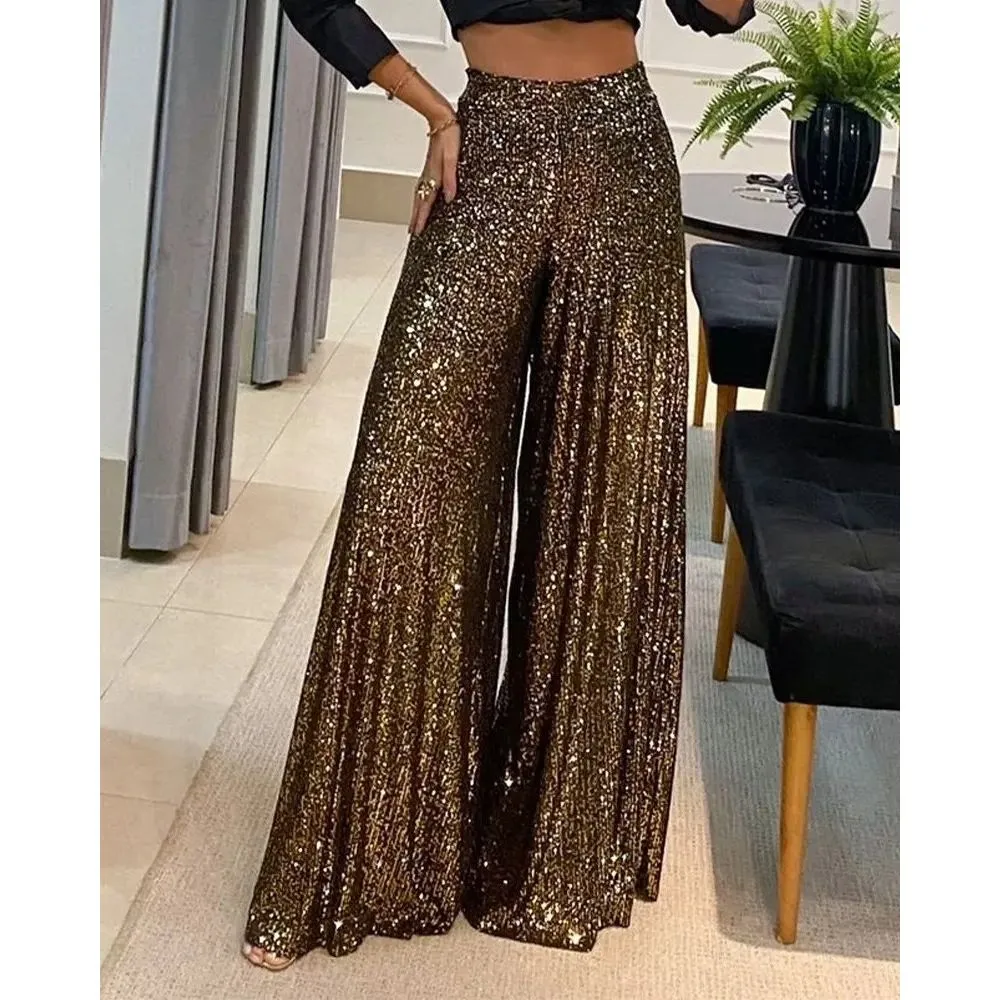 High waist wide leg pants