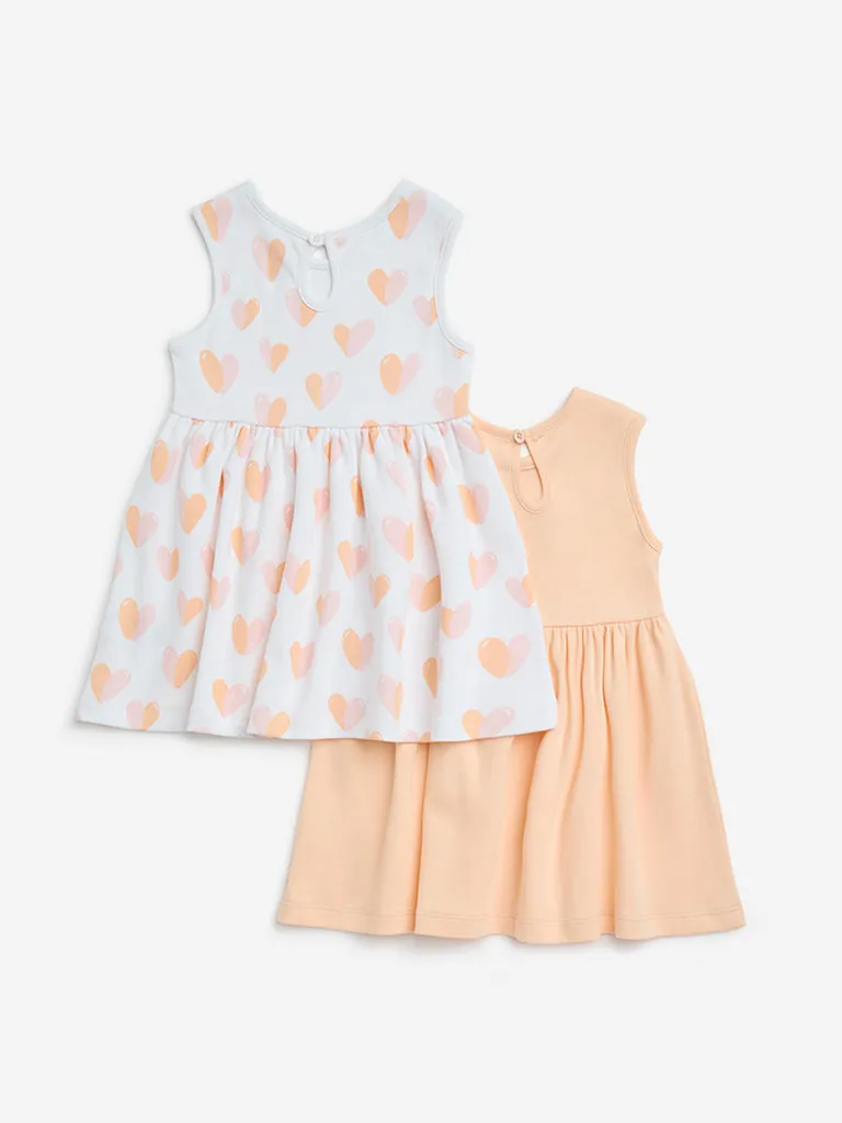 HOP Baby Multicolour Printed Cotton Dress - Pack of 2