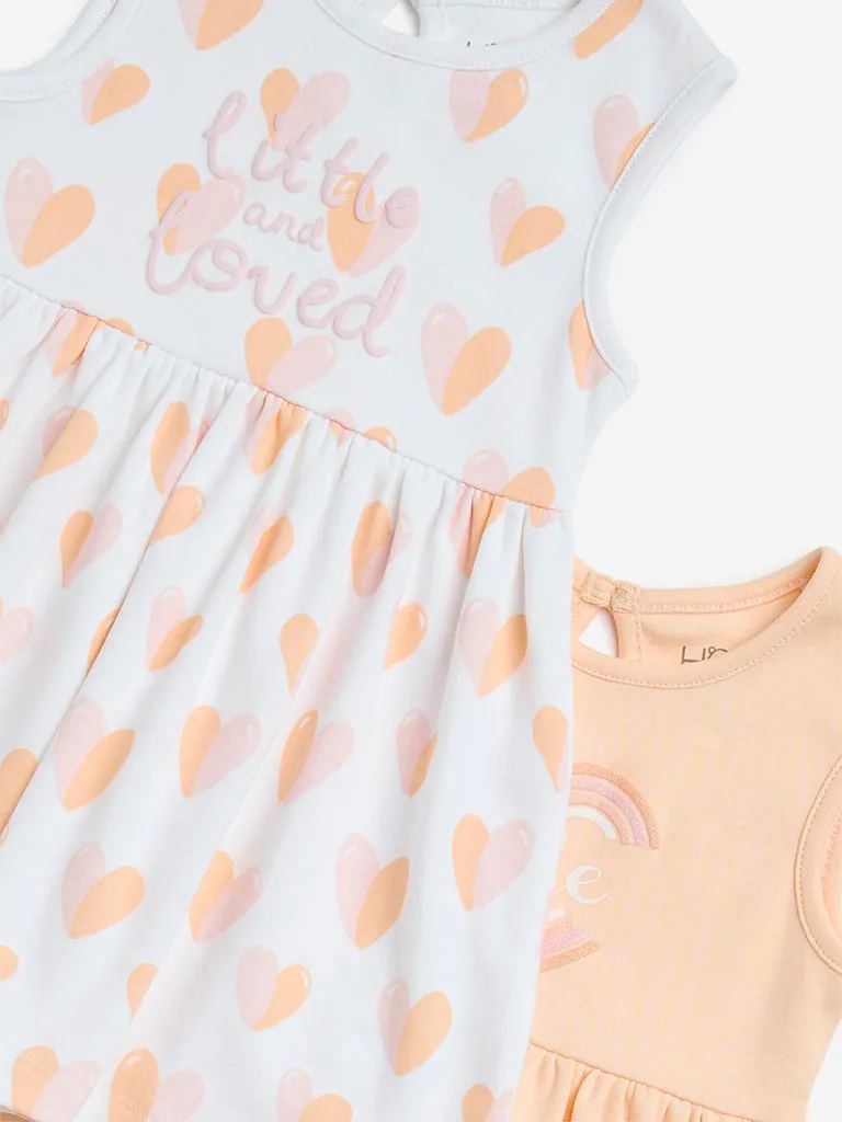 HOP Baby Multicolour Printed Cotton Dress - Pack of 2