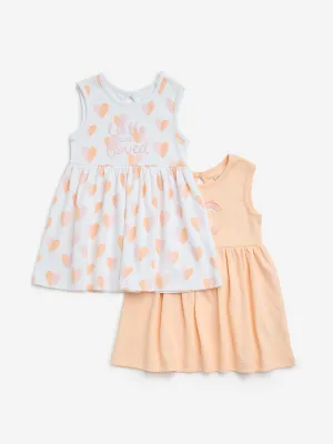 HOP Baby Multicolour Printed Cotton Dress - Pack of 2