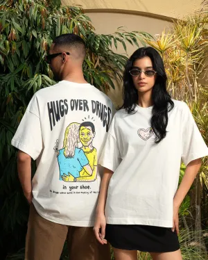Hugs Over Drugs Printed Oversized Tee