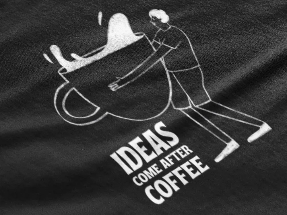Ideas Comes After Coffee - Unisex Oversized Cotton Graphic Printed T-Shirt