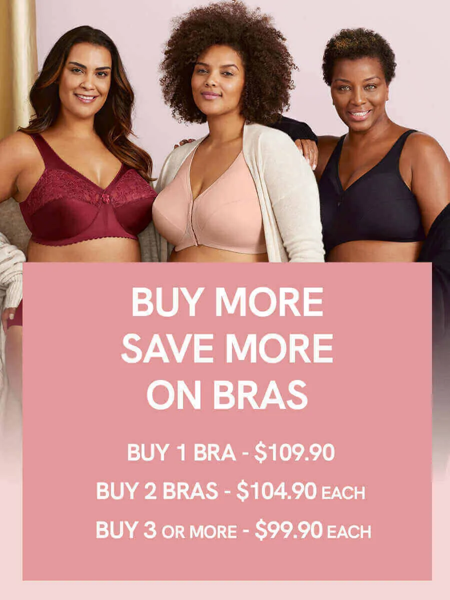 In Stock Glamorise Bra 1247 - Front Close Smoothing Underwire Bra - Black