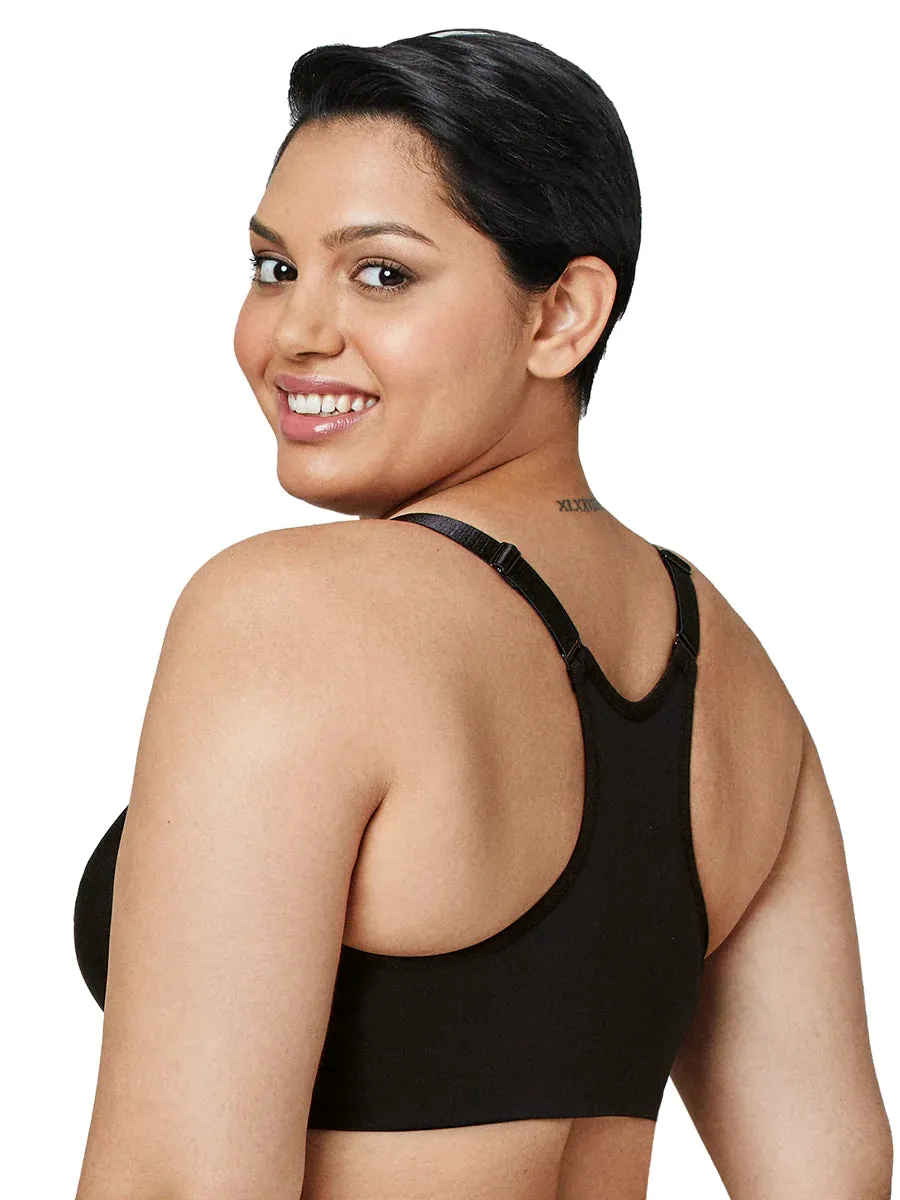 In Stock Glamorise Bra 1247 - Front Close Smoothing Underwire Bra - Black