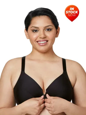 In Stock Glamorise Bra 1247 - Front Close Smoothing Underwire Bra - Black
