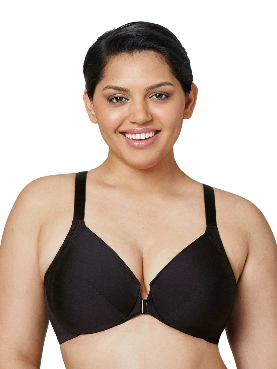 In Stock Glamorise Bra 1247 - Front Close Smoothing Underwire Bra - Black