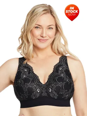 In Stock Glamorise Bra 7013 - Lexington Lace Plunge Bralette - Black