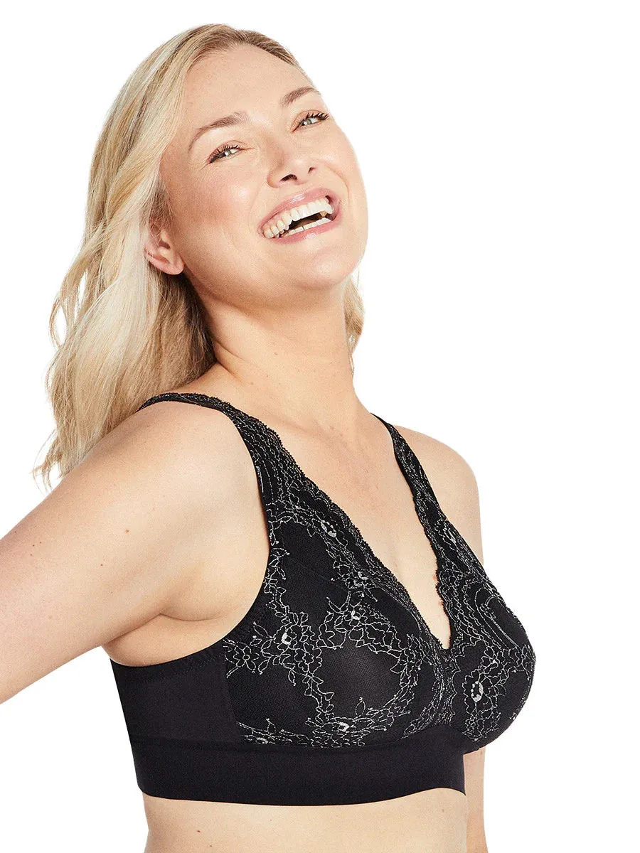 In Stock Glamorise Bra 7013 - Lexington Lace Plunge Bralette - Black