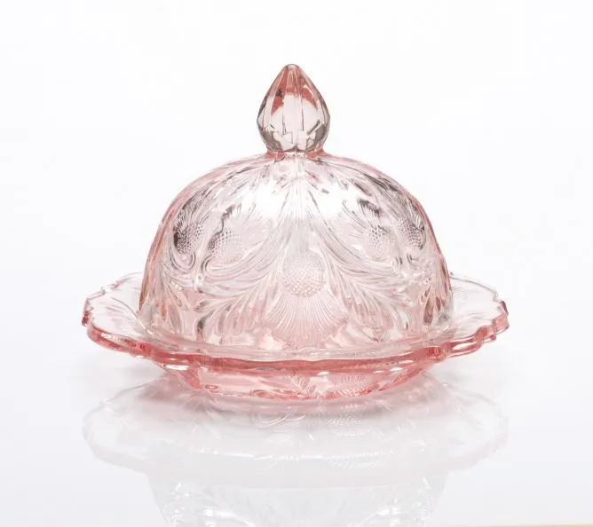 Inverted Thistle Glass Butter Dish - 4 Color Options