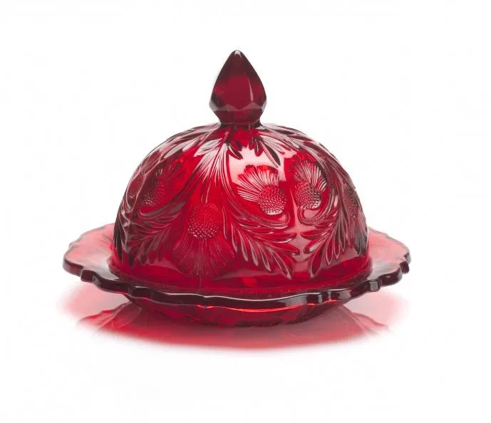 Inverted Thistle Glass Butter Dish - 4 Color Options