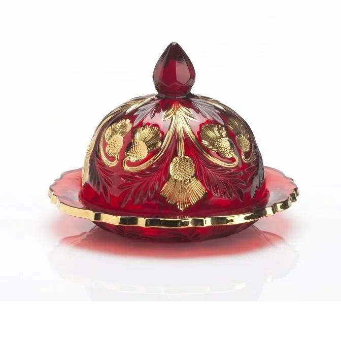Inverted Thistle Glass Butter Dish - 4 Color Options
