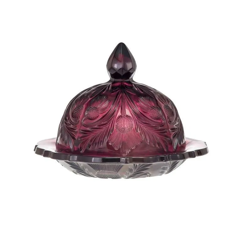 Inverted Thistle Glass Butter Dish - 4 Color Options