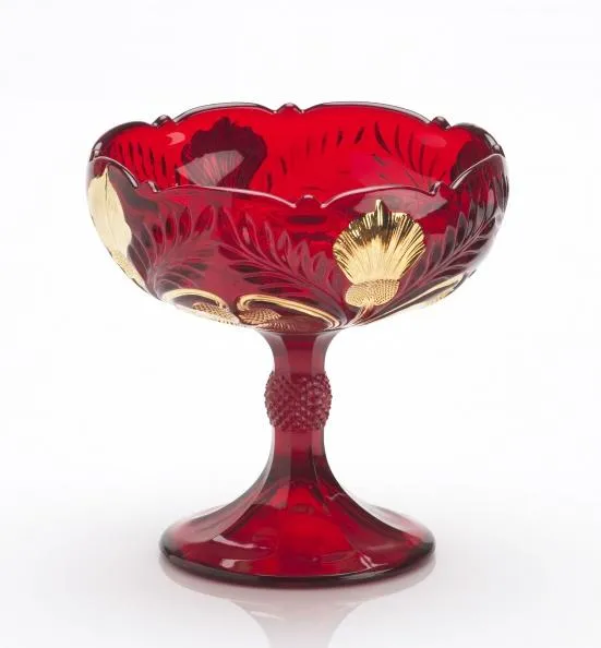 Inverted Thistle Glass Large Compote Bowl - 4 Color Options