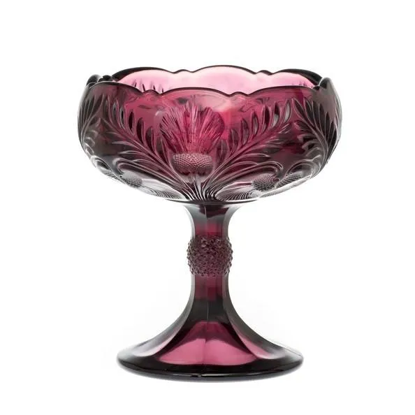 Inverted Thistle Glass Large Compote Bowl - 4 Color Options
