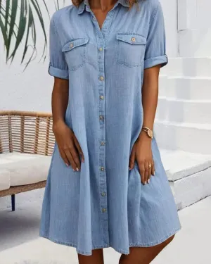 Jackie - short-sleeved midi dress with button fastening