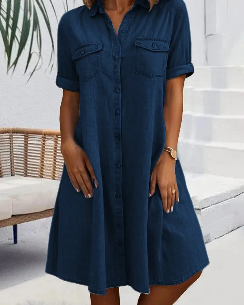 Jackie - short-sleeved midi dress with button fastening