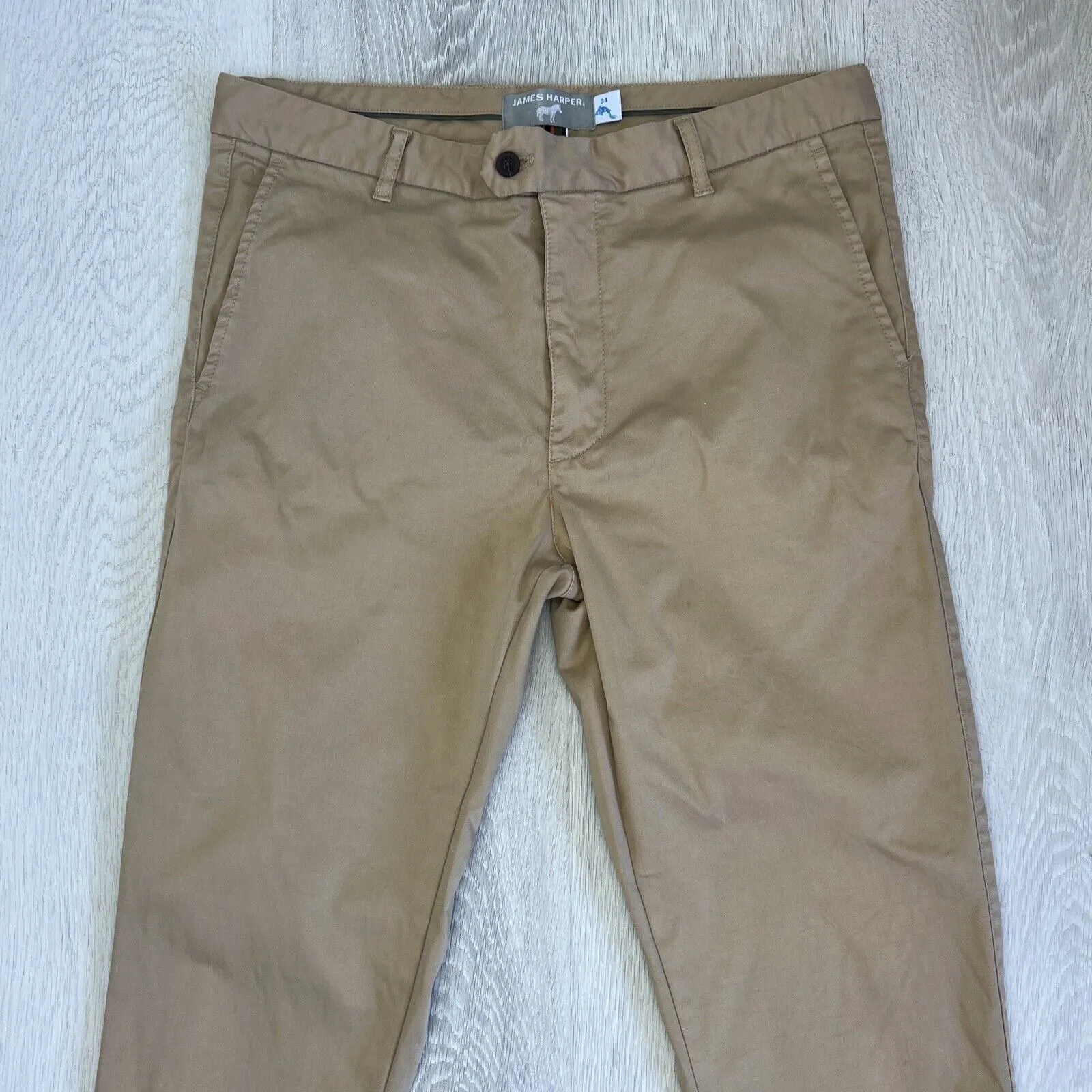 James Harper Mens Slim Beige Chinos Size 34