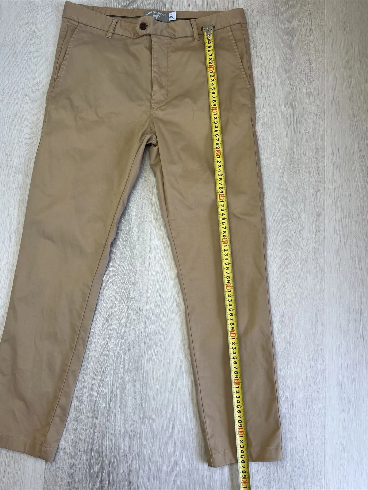James Harper Mens Slim Beige Chinos Size 34