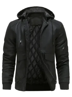 Jan – waterproof windproof winter jacket made of PU leather for men with hood