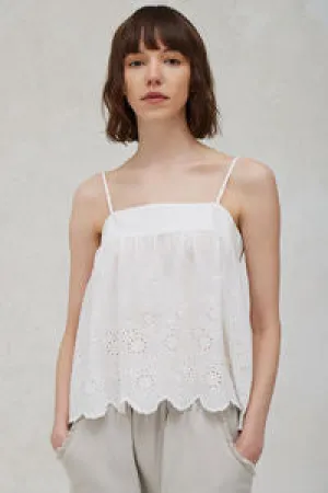 Jasmine Smocked Eyelet Tank - Off White
