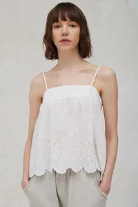 Jasmine Smocked Eyelet Tank - Off White