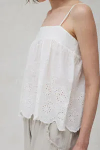 Jasmine Smocked Eyelet Tank - Off White