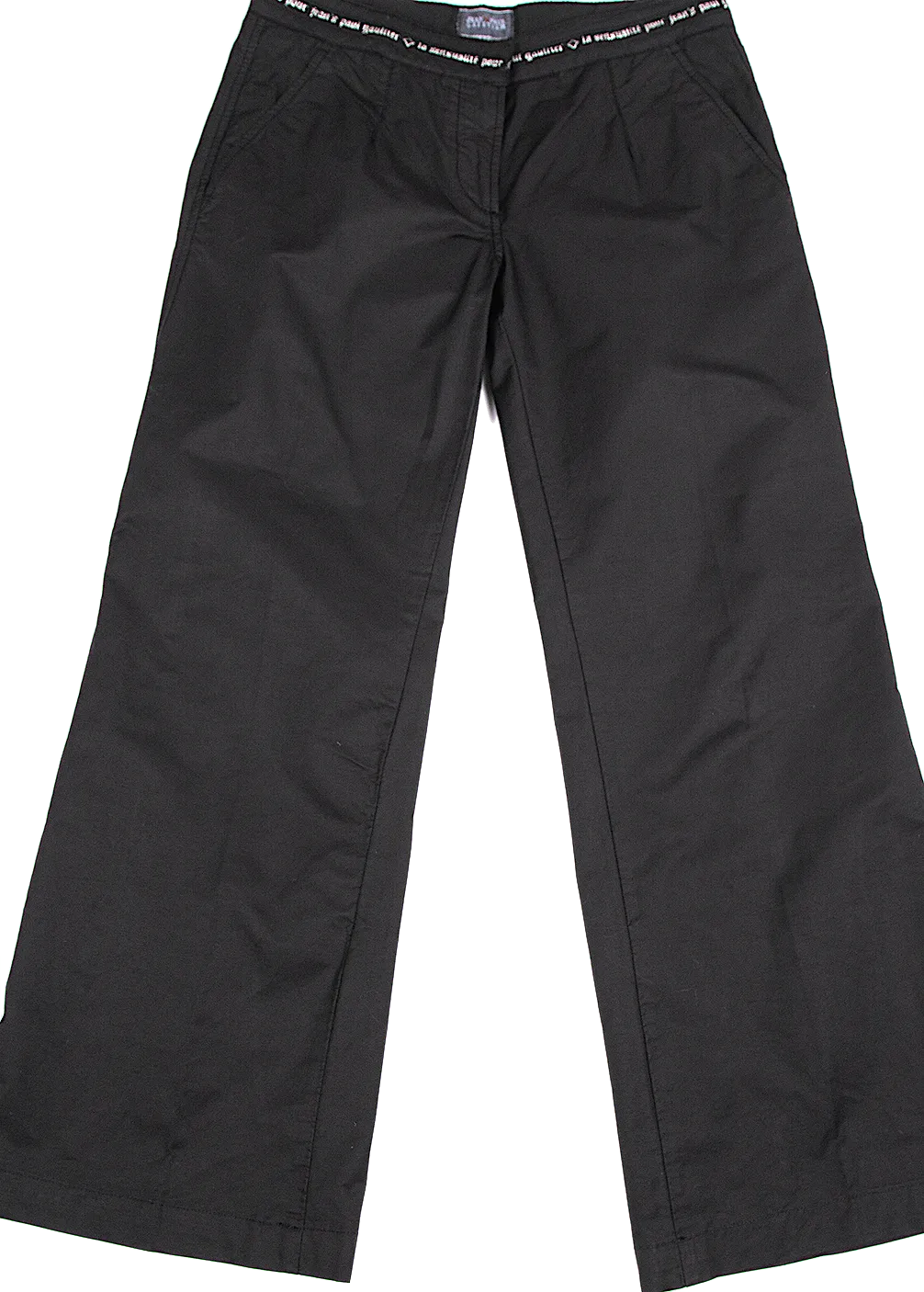 JEAN PAUL GAULTIER PARIS. Black Waist Logo Taping Dyed Wide Pants