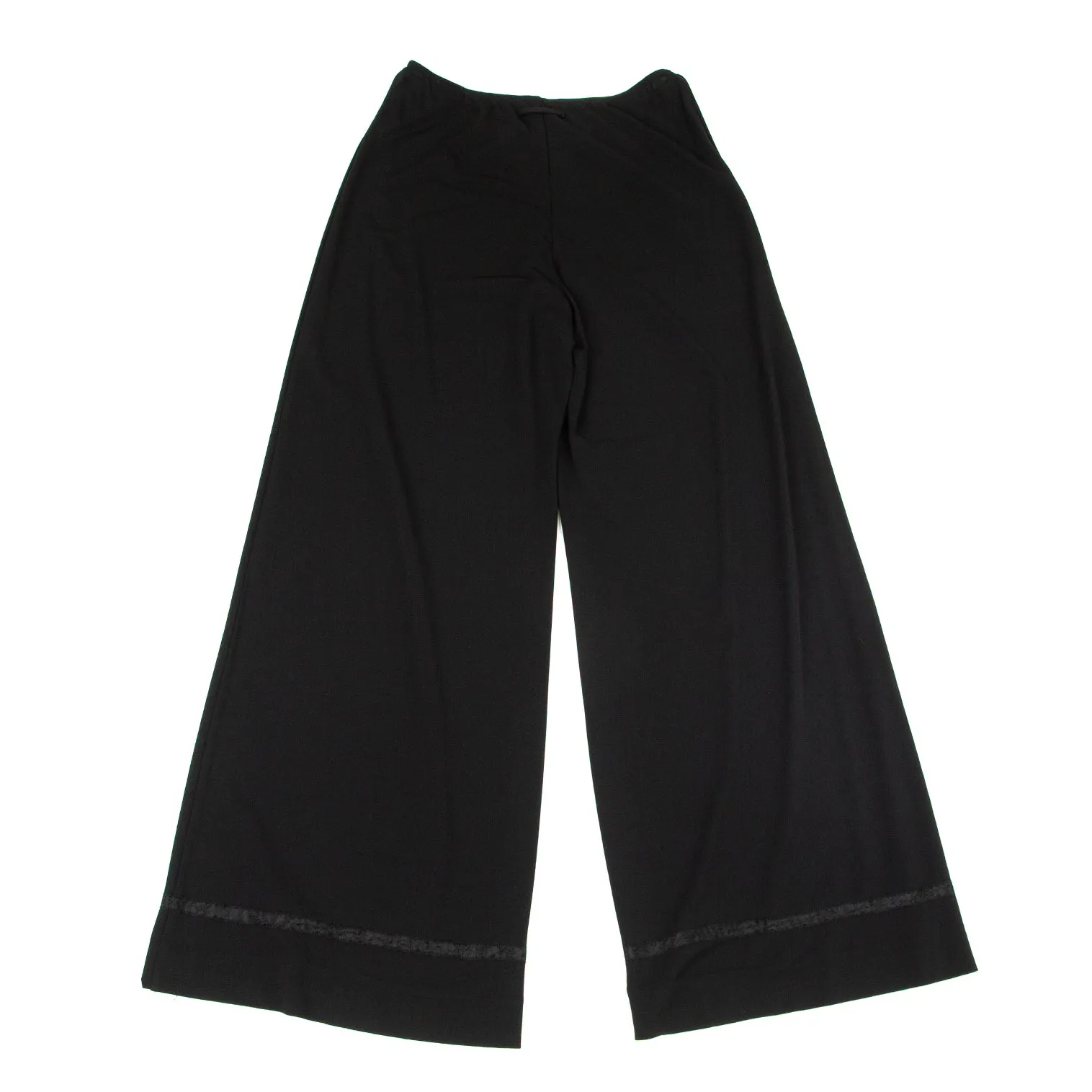 Jean-Paul Gaultier Paris. FEMME. Super Wide Black Hem Tape Design Pants