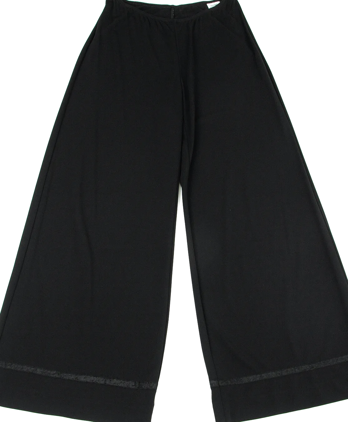 Jean-Paul Gaultier Paris. FEMME. Super Wide Black Hem Tape Design Pants