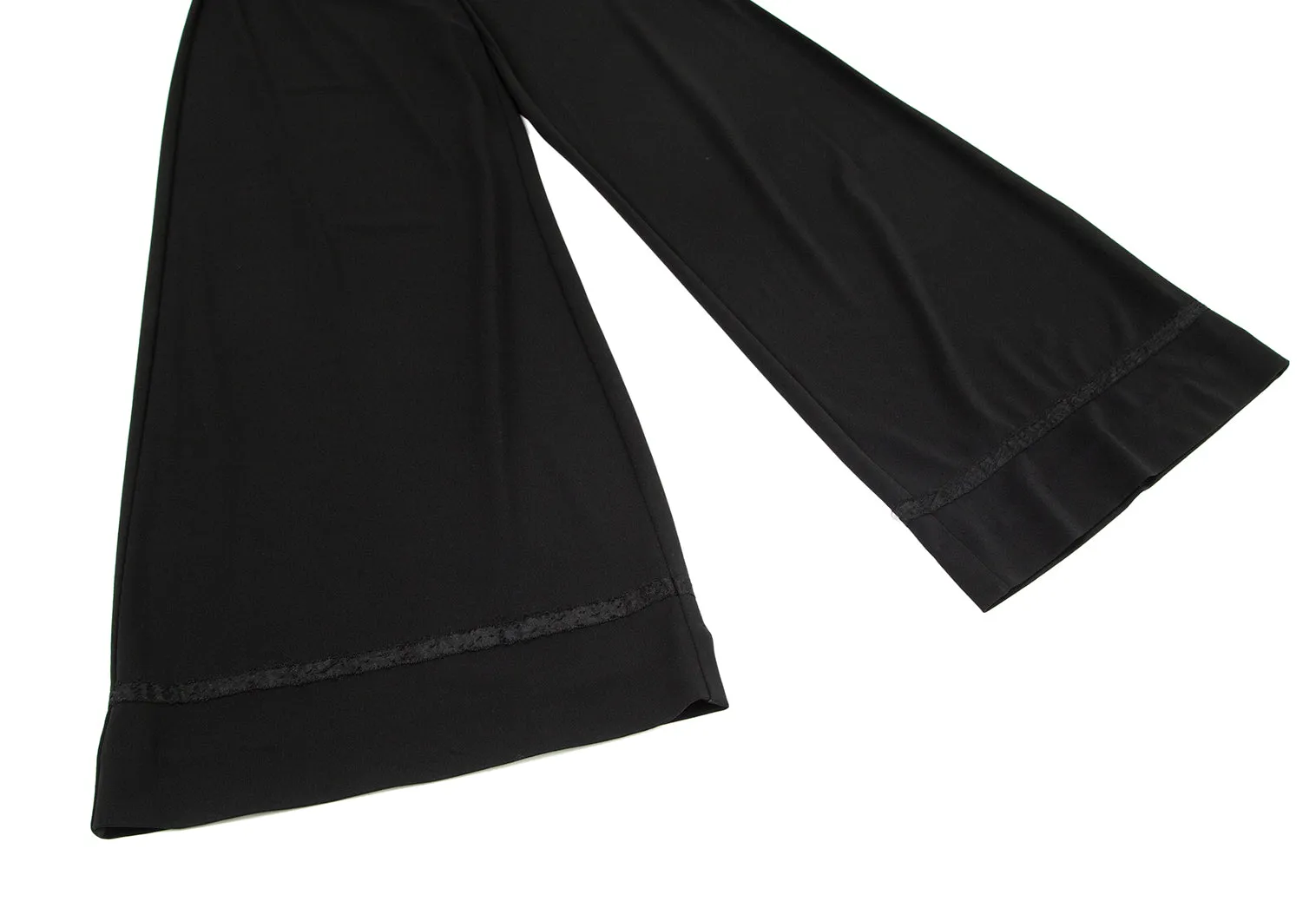 Jean-Paul Gaultier Paris. FEMME. Super Wide Black Hem Tape Design Pants