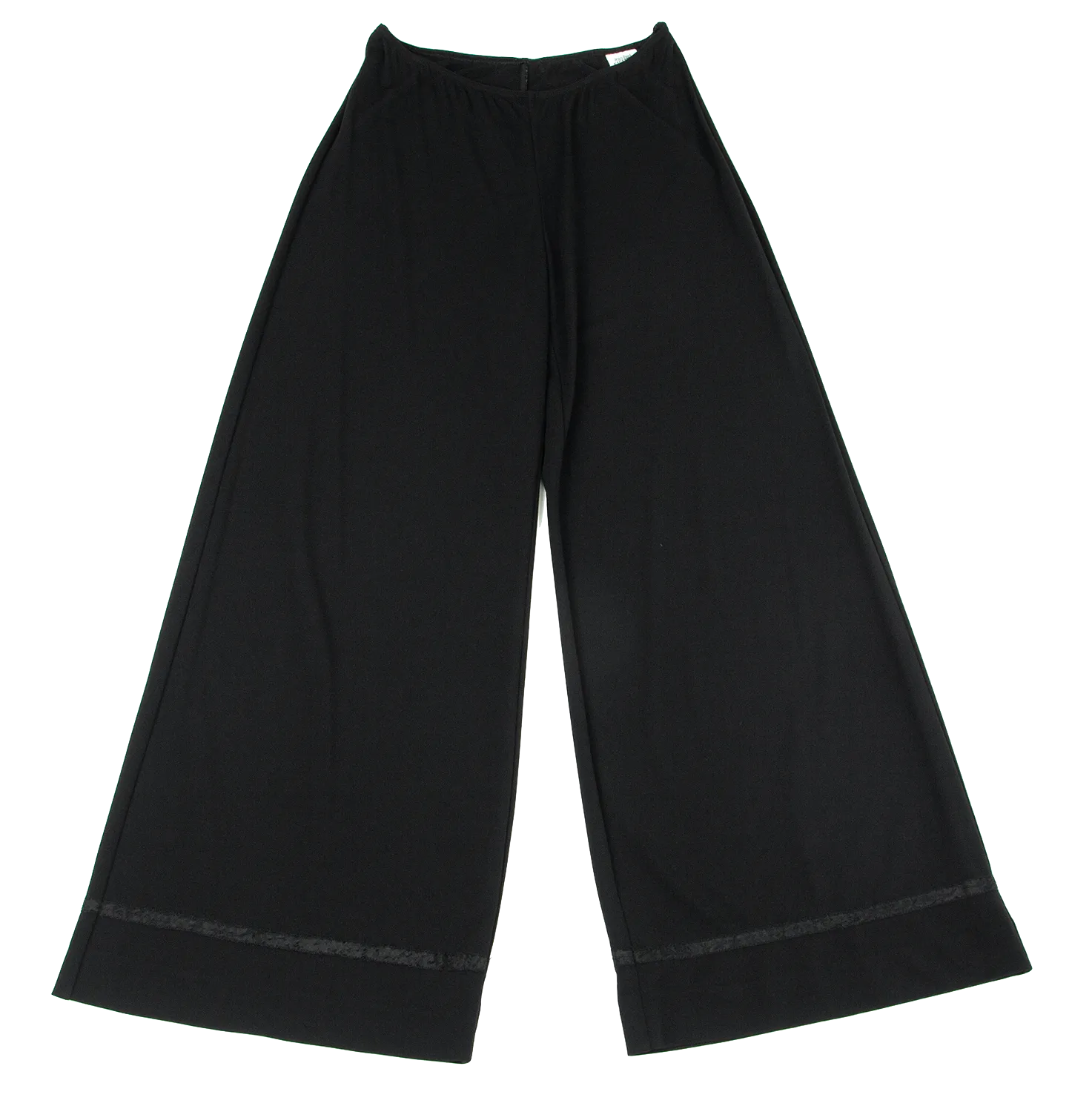 Jean-Paul Gaultier Paris. FEMME. Super Wide Black Hem Tape Design Pants