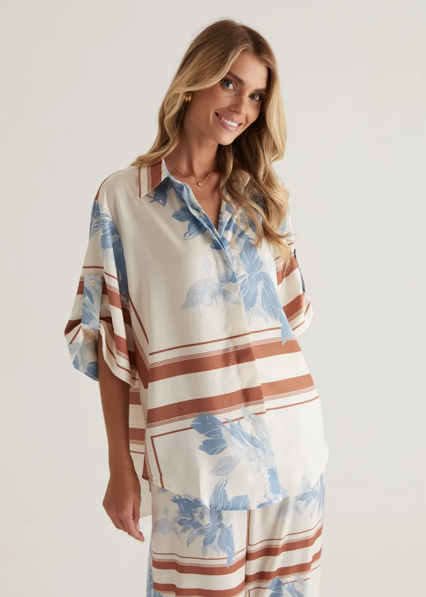 Kaycie Shirt - Blue Flowers