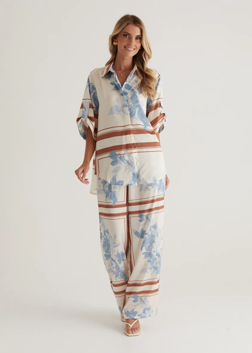 Kaycie Shirt - Blue Flowers