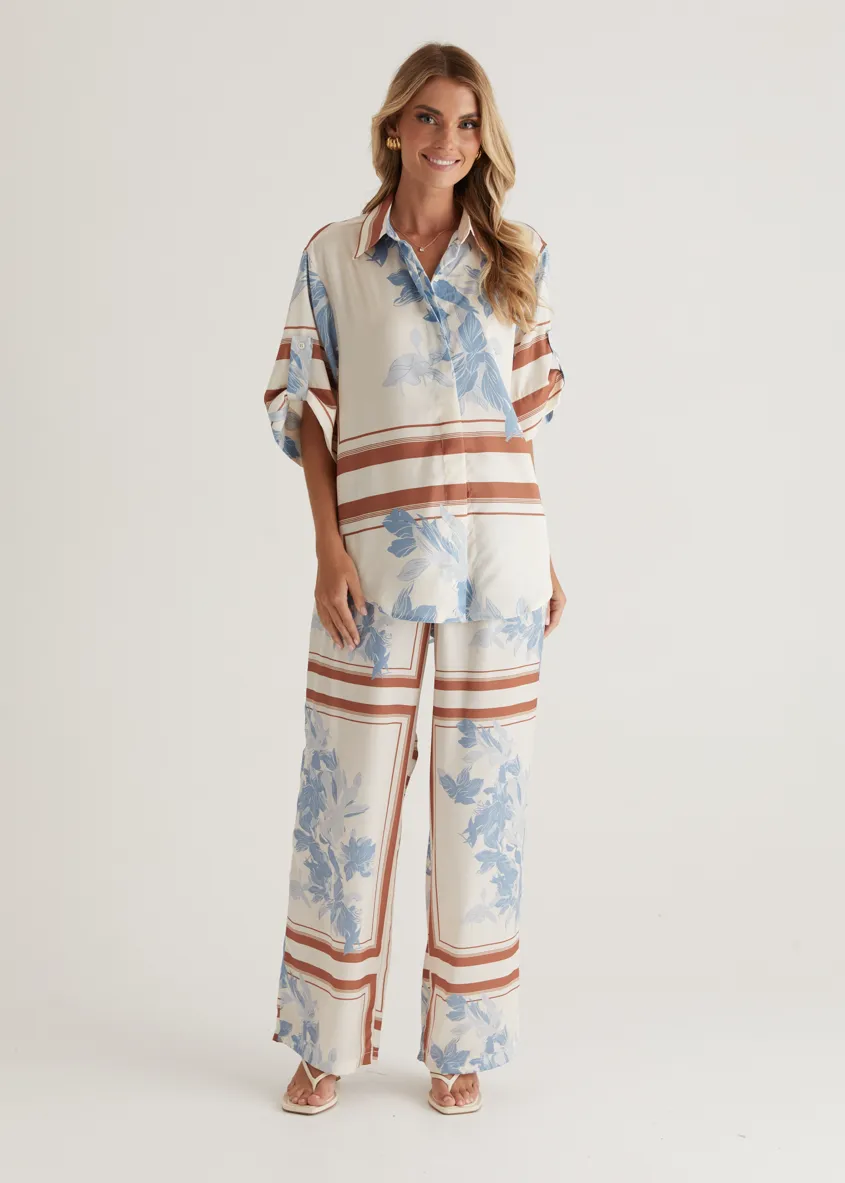 Kaycie Shirt - Blue Flowers