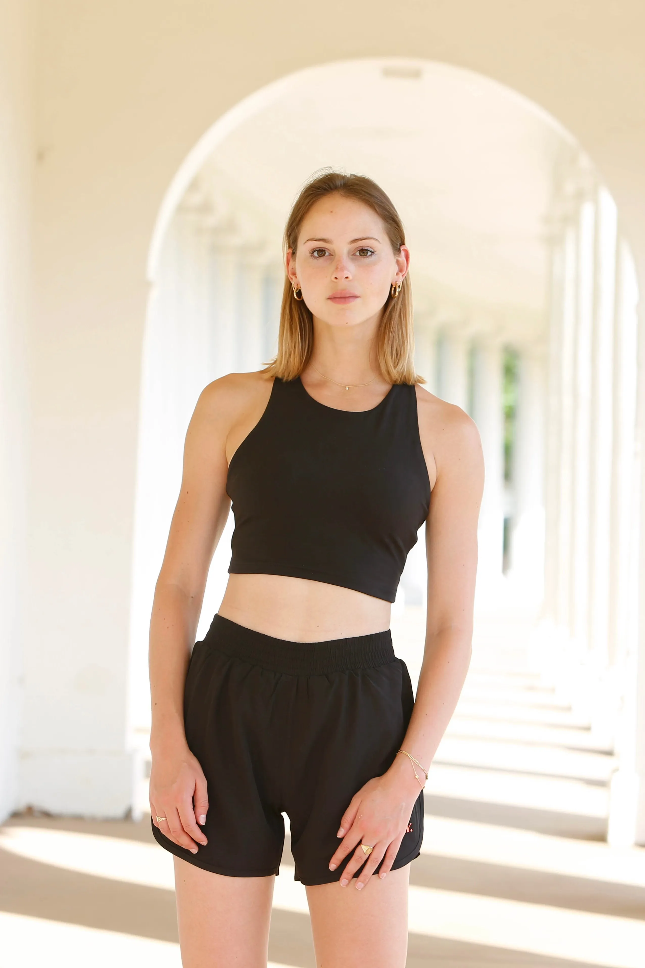 Kella Pocket Crop Top (black ribbed)