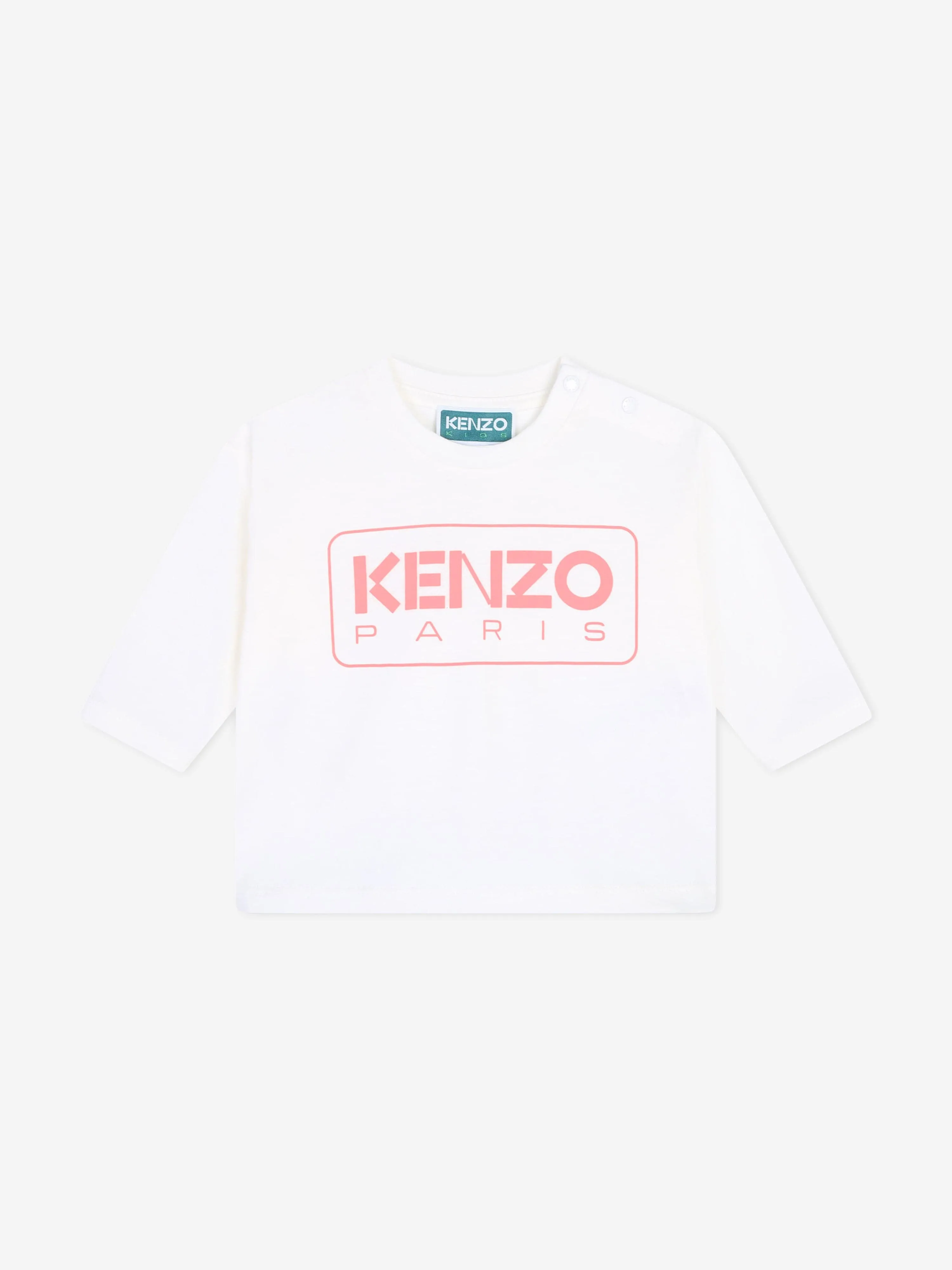 KENZO Baby Girls Long Sleeve Logo T-Shirt in Ivory