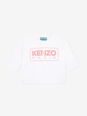 KENZO Baby Girls Long Sleeve Logo T-Shirt in Ivory