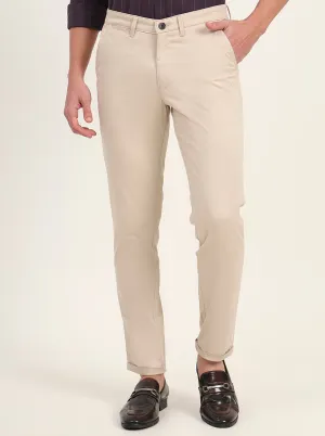 Khaki Solid Slim Fit Casual Trouser | Greenfibre