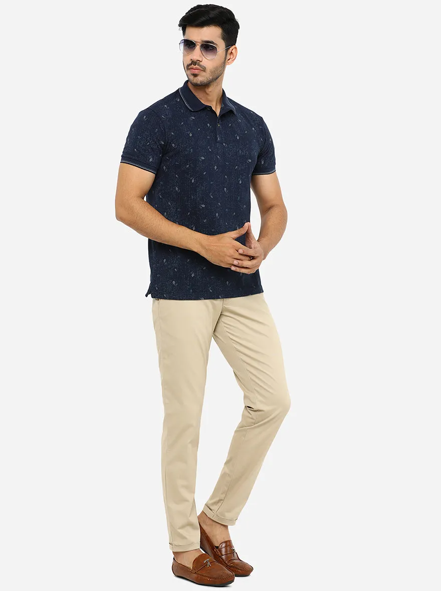 Khaki Solid Slim Fit Casual Trouser | Greenfibre