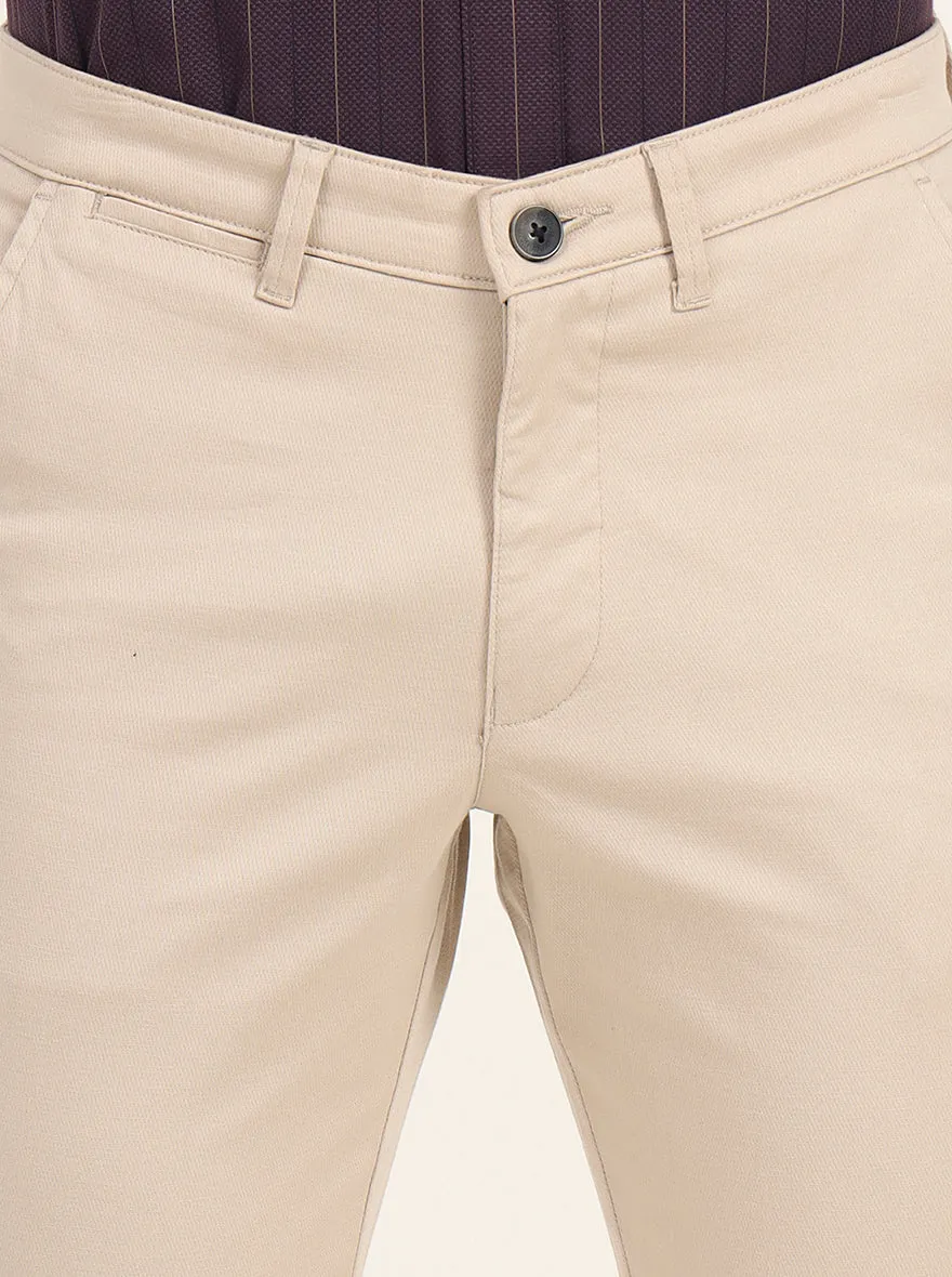 Khaki Solid Slim Fit Casual Trouser | Greenfibre