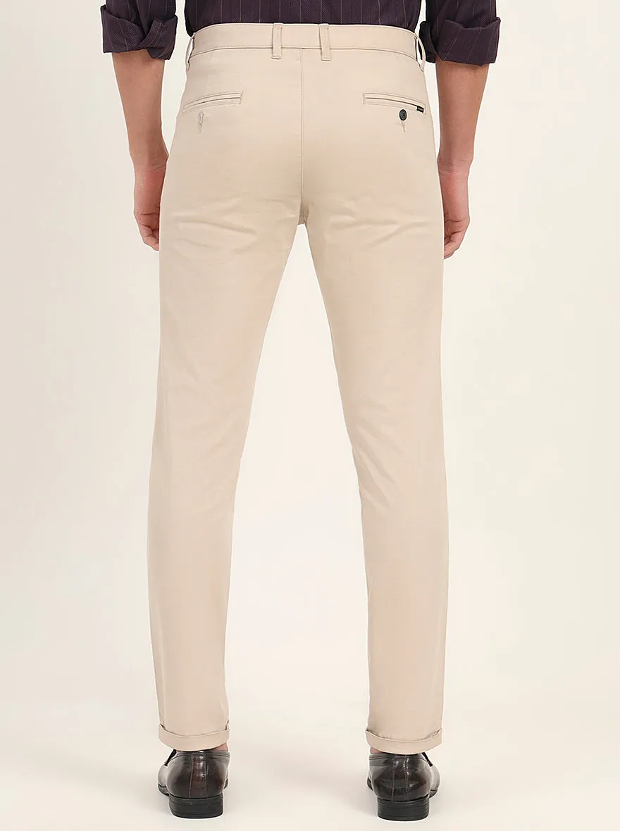 Khaki Solid Slim Fit Casual Trouser | Greenfibre