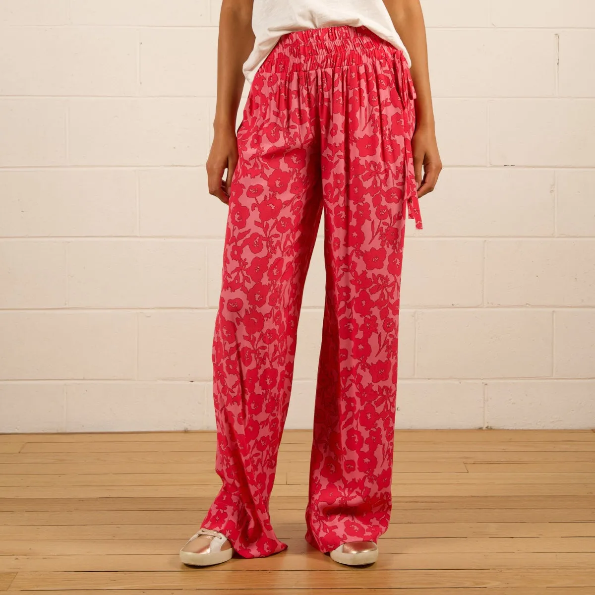 Khloe Relaxed Pants (Pink Damask)