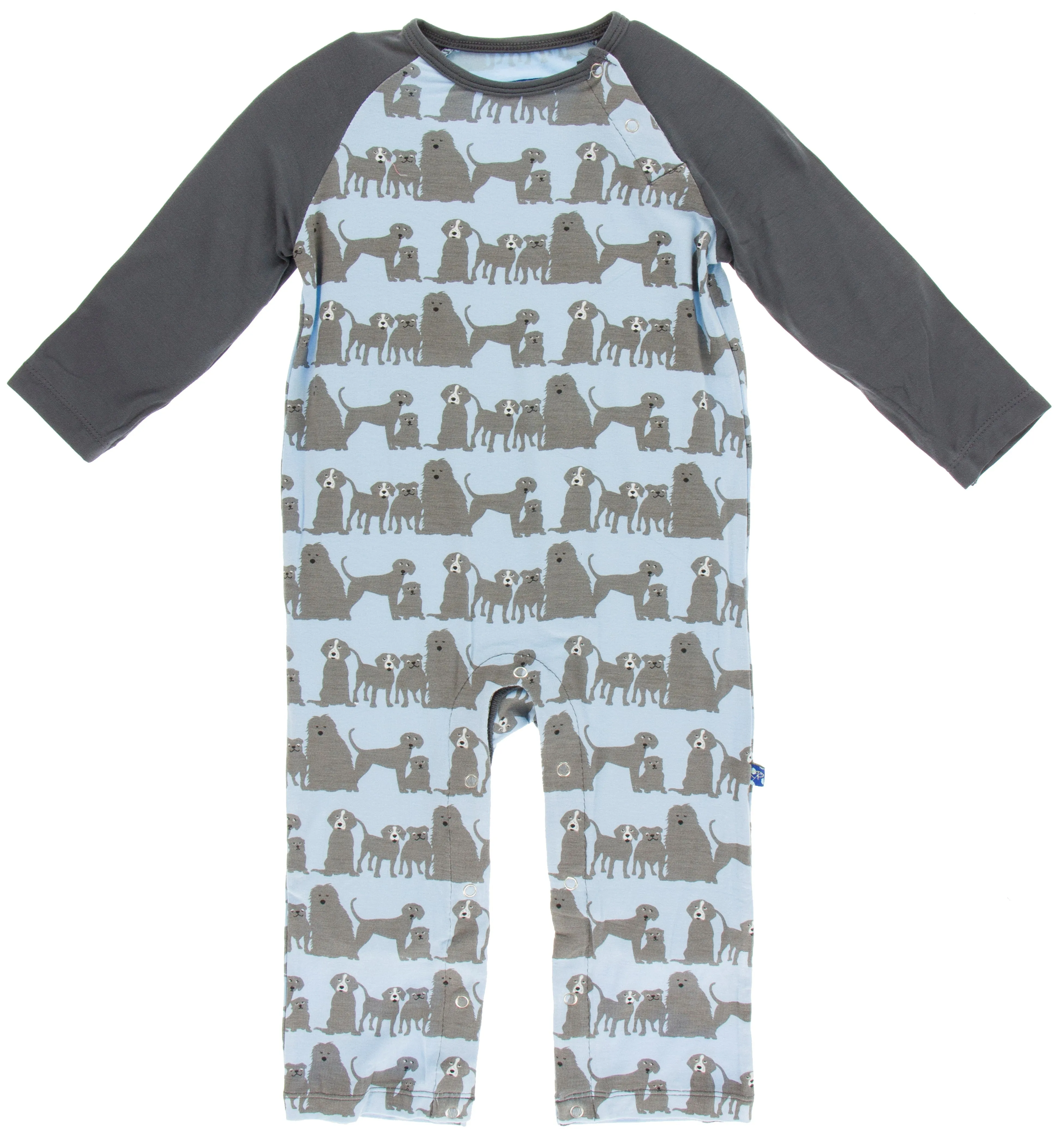 KicKee Pants London Dogs Long Sleeve Raglan Romper