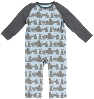 KicKee Pants London Dogs Long Sleeve Raglan Romper
