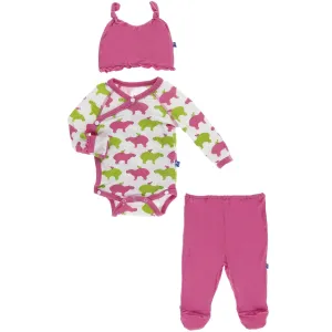 KicKee Pants Ruffle Kimono Set - Natural Capybara