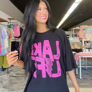 Lake Life Black Over Sized Tee